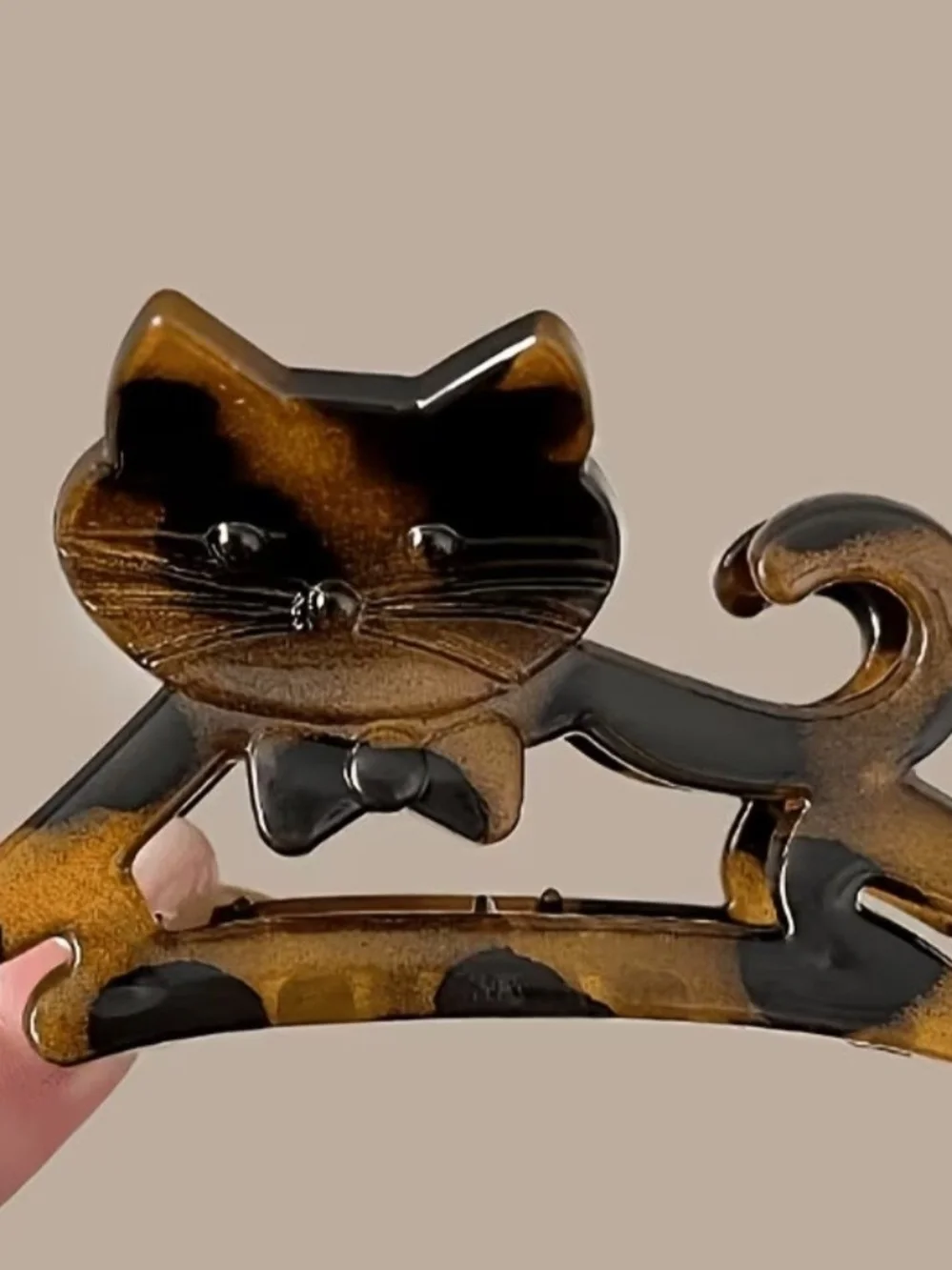 Cat-Shaped Hair Claw Clip for Pets & Humans - Black and Tortoiseshell SET OF 3